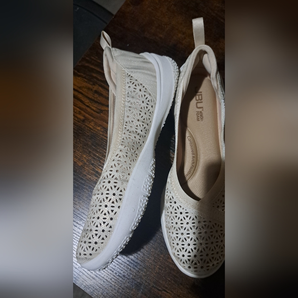 Jambu Emma Shoes Slip On Flats Round Toe Shimmer Cream Womens US 7 - Picture 9 of 11